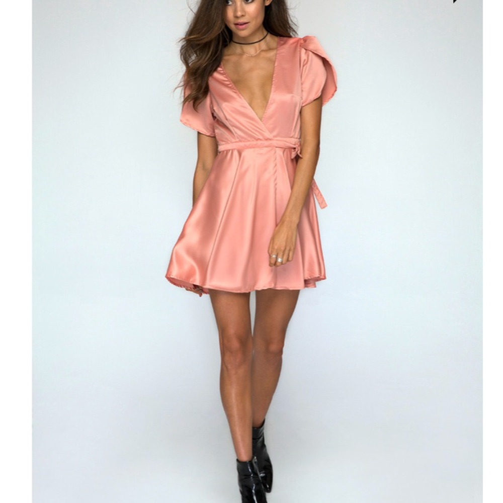SOLD Motel Rocks Satin dark peach skater dress